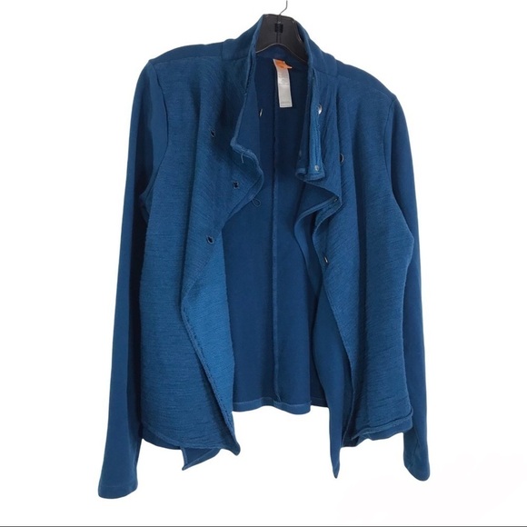 LUCY Blue Knit Double Breasted Sweater Jacket Military Style SIZE LARGE - Picture 15 of 15